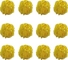 Wicker Rattan Balls Yellow 12pcs 4cm 1.6" Pet Vase Fill Decoration Home Craft