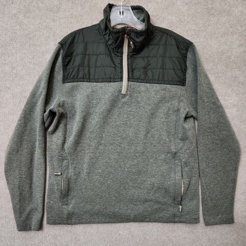 Eddie Bauer Mixed Media Pullover Sweatshirt Jacke Herren M grün Sweater 1/4 Zip