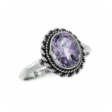925 Silver Amethyst Oval Vintage Ring Size 7