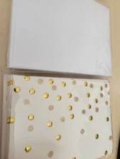 BLANK NOTE CARDS ~ Cream with Gold GLITTER & Gold dots w/ Envelopes 20