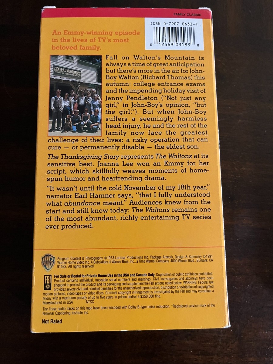 The Waltons The Thanksgiving Story VHS | eBay