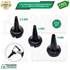 3 Pcs Disposable Otoscope Ear Specula 2.5, 4, & 5mm ENT Instruments Set
