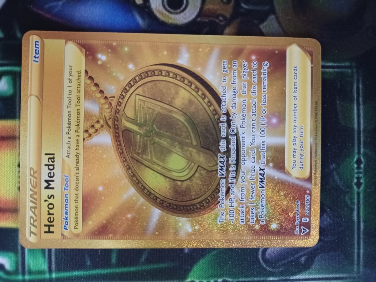 gold heroes medal pokemon card price Hero's 201/185 Secret Trainer - Ultraboost X Sword and Shield 4 Bright Voltage You cant attach this card to a Pokémon VMAX that has 100 HP or less remaining I opened a GYM HEROES