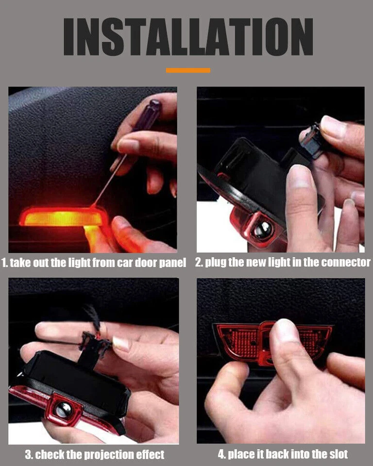 2PCS Door Courtesy Light Ghost Shadow HD Lights For Mercedes-Benz W204 2008-2014 - Image 2 of 4