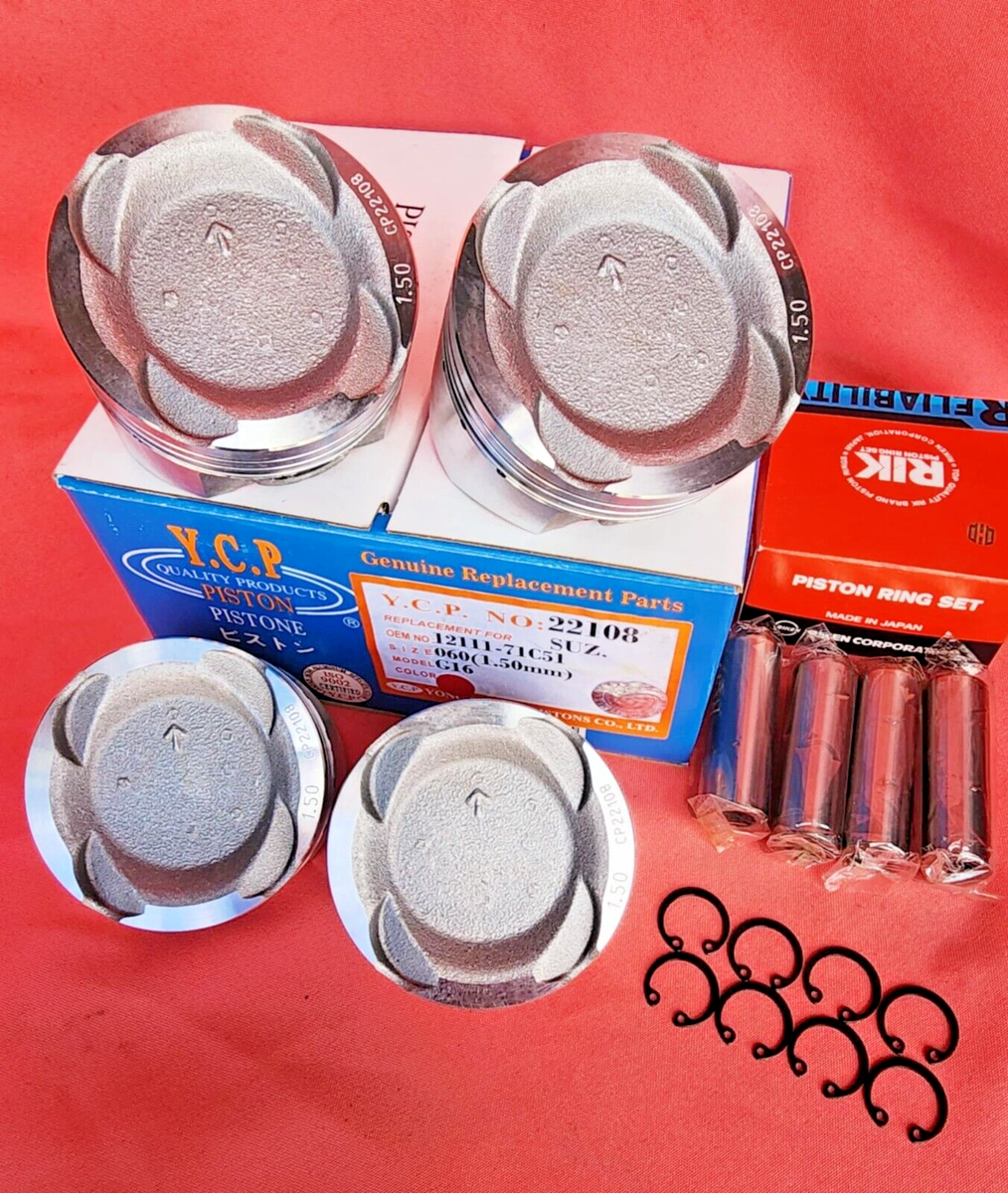 YCP 76.5mm 1.50 060 Vitara Pistons Low Comp + Japan Rings For