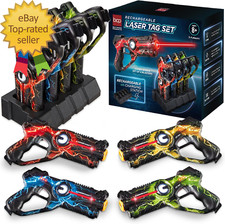 Set of 4Laser Tag Blasters Rechargeable Infrared Lazer Tag Set Docking Station