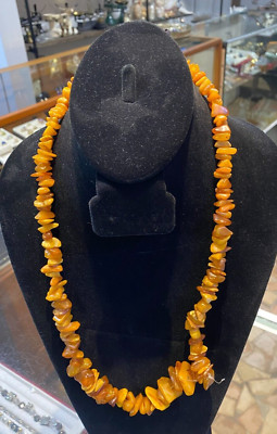 Egg Yolk Butterscotch Antique Natural Baltic Amber Neck for Restring  59g, 26''