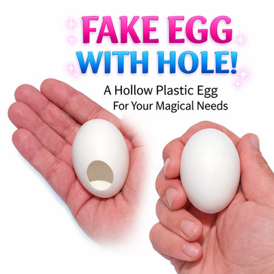 PLASTIC WHITE EGG WITH HOLE Magic Trick Fake Hollow Magician For Silk To Vanish 