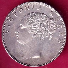 EAST INDIA COMPANY 1840 CONTINIOUS LEGEND VICTORIA QUEEN 1 RUPEE SILVER COIN#P56
