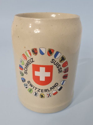 Vintage Schwiz Suisse 0,5 L Steingut Bierkrug - handgeworfen, salzgebrannt