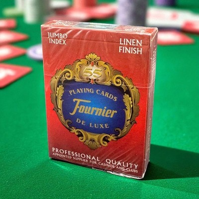 Fournier 818 Leinenoptik Poker Spielkarten (rot)