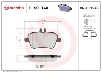 BREMBO P 50 140 Bremsbelagsatz, Scheibenbremse for INFINITI MERCEDES-BENZ MERCED