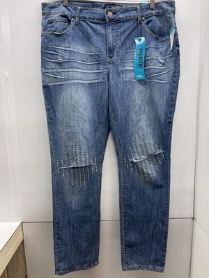 Rue21 Blue Straight Leg Jeans with Stud Accents Size 18 NWT Plus Size
