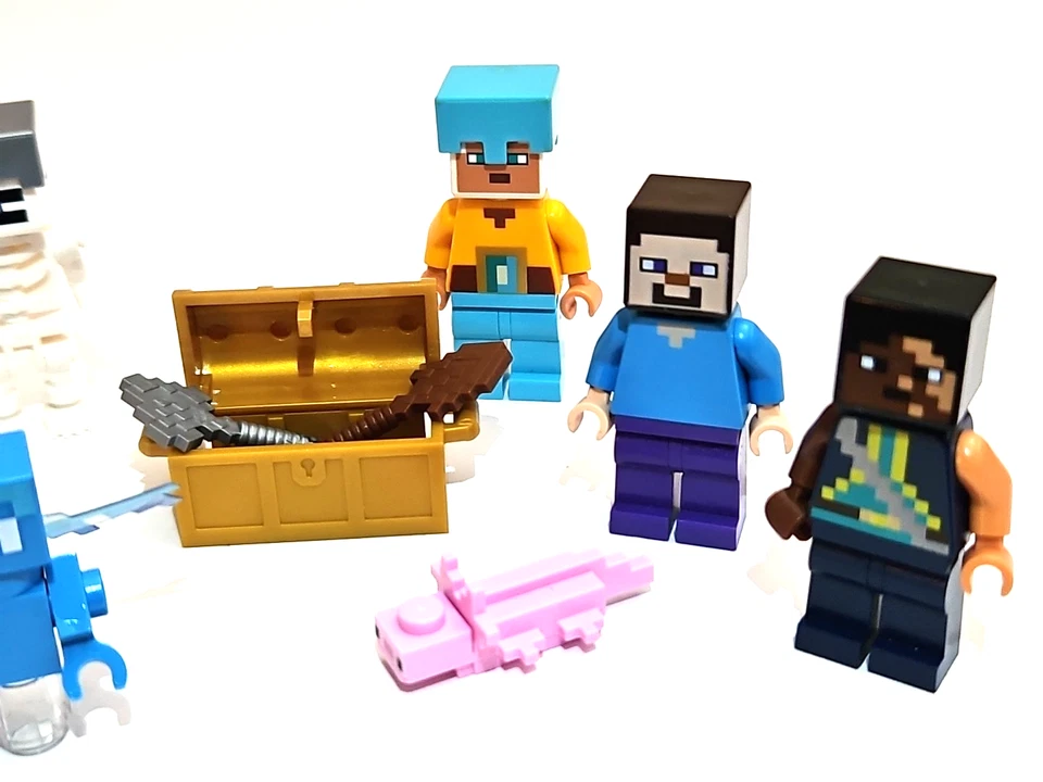 Lego Minecraft Minifigura Juego Pack Lote - Allay Axolotl Esqueleto Zombie Armas Foto 3 de 4