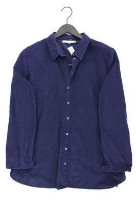   Esprit Organic Cordbluse Classic Bluse für Damen Gr. 46, XL Langarm blau  