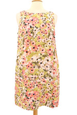 J.Jill Love Linen Sleeveless Shift Dress Size M Petite Floral Pockets Buttons