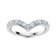 March Aquamarine Stone Unique Full Eternity Wife Ring 925 Sterling Silver