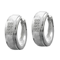 Creole 14X5Mm Klappscharnier Matt-GläNzend Zirkonias Silber 925 | Gallay
