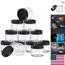 Durable 2 oz Plastic Storage Jars with Screw-on Lids - Ideal for Beauty Crafts