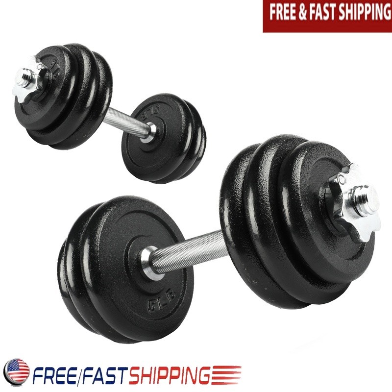 40 lb Adjustable Cast Iron Dumbbell Set
