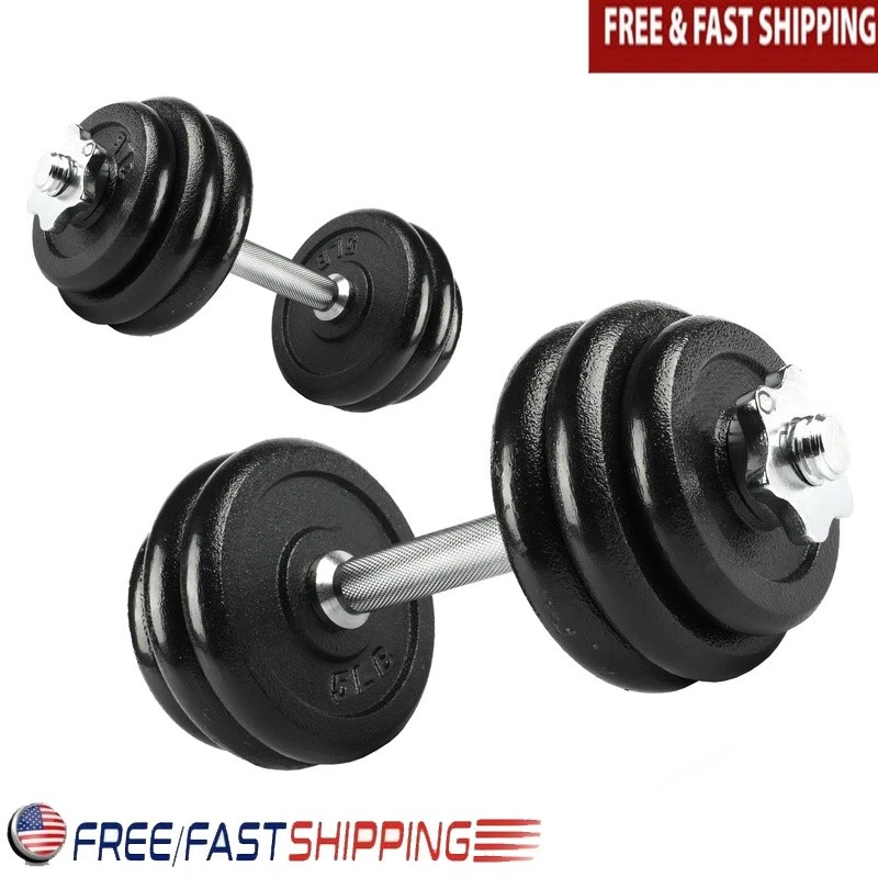 Adjustable 40lb Dumbbell Set Cast Iron Weights Home Gym Fitness Workout New