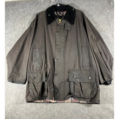 Barbour Beaufort Wax Jacket Mens Medium Brown Original Tartan Flannel Lined