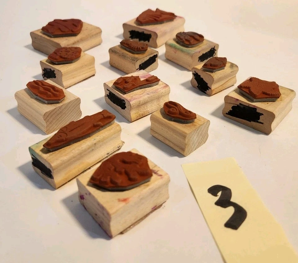 Lote de estampillas de goma de madera artesanales peces animales marinos océano estrellas de mar concha algas  Foto 4 de 4