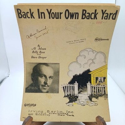 Antique Sheet Music, Back In Your Own Back Yard for Ukulele by Al Jolson Billy R