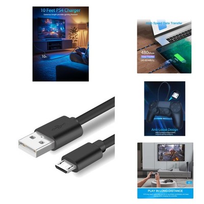 10ft PS4 Controller Charging Cable Compatible with Xbox One Controller,PS4 Ch...