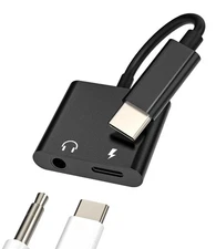 USB C to 3.5mm Headphone Charging Adapter DAC Aux Dongle 2in1 60W Fast Charger