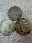 Lot of 3: 1948 D 1952 D 1954 D Franklin 90% Silver Half Dollar Ungraded