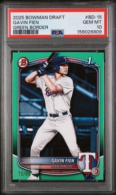 2025 Bowman Draft #BD-15 Gavin Fien Green Border /99 PSA 10