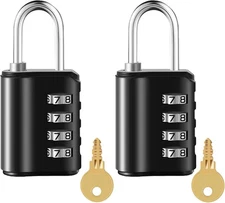 2-Pack Waterproof 4-Digit Combination Padlock - Secure & Reliable Locking System