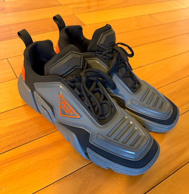 PRADA TECHNO STRETCH SNEAKERS LUXURY SHOES 2EG314 GREY US 9.5