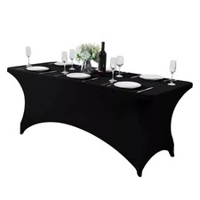 2 Pack 6FT Black Spandex Table Cover Fitted Stretch Tablecloth Washable Event
