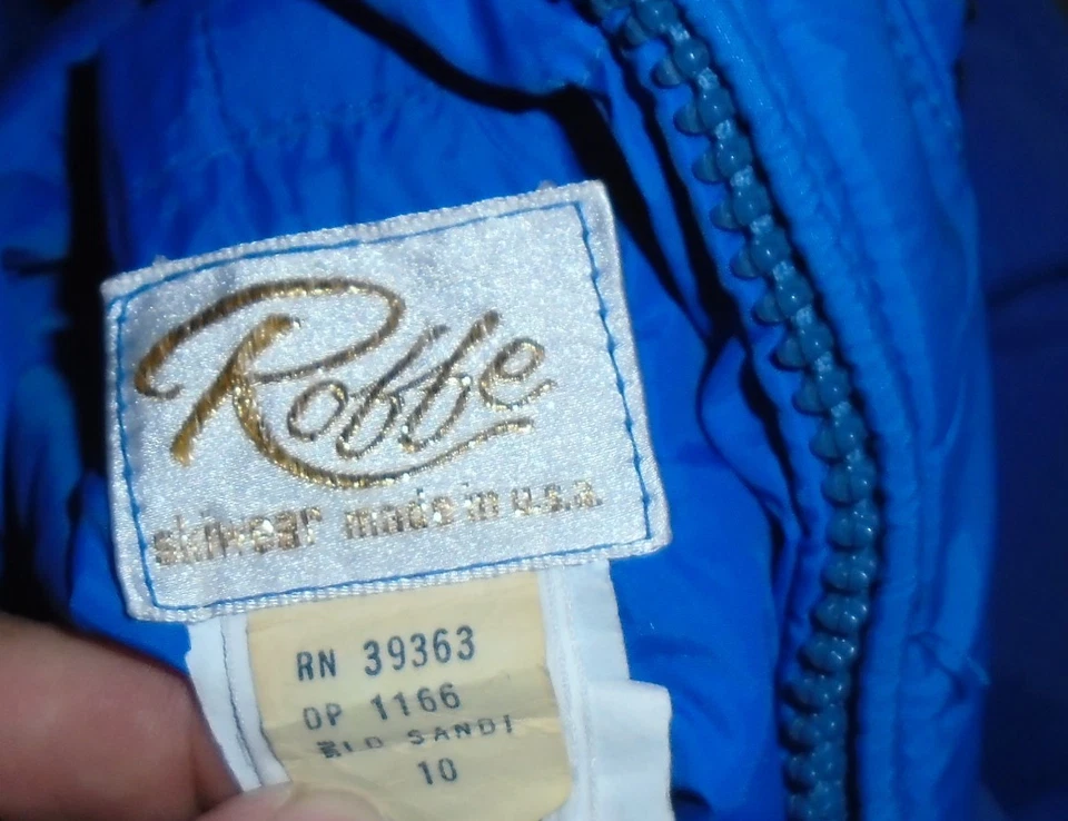 Vintage Roffe 1980s Rainbow Down Filled Blue Ski Jacket size 10 small - Image 4 of 4