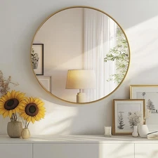 DUMOS Gold Circle Mirror for Wall 24.02 inch, Bathroom Round Mirror for Over ...