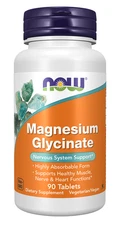 NOW FOODS Magnesium Glycinate 90 Tablets - Free Shipping - Newest Expiration!