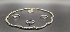 Designer Inspired Cable Necklace with 4 Matching Rings Beautiful Set