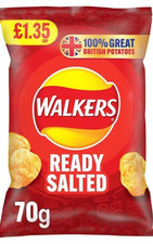 Walkers Ready Salted Crisps 70g  x 18 Pkts BB:30. 5. 26    FREE BPOSTAGE