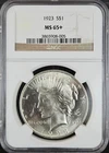 1923-P Peace Dollar NGC GEM MS65+  BLAZING WHITE PQ!