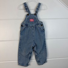 VTG OshKosh B'Gosh Baby BGosh 24 Months Denim Girls Vestbak Overalls Light Wash