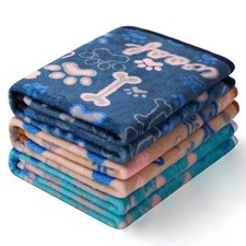 1 Pack 3 Blankets Fluffy Premium Fleece Pet Blanket Flannel Paw Bone Printed ...