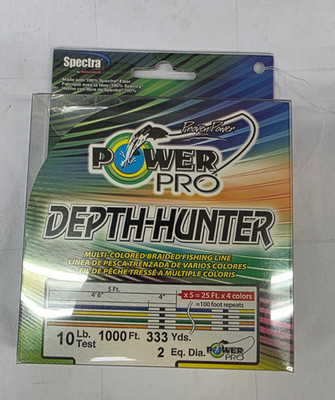 Power Pro Depth-Hunter Multi-Colored Braided Fishing Line - 4 Color - 10# 333 Yd