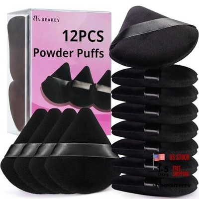 BEAKEY 12pcs Face Powder Triangle Puffs for A-Black