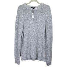 NWT EXPRESS Grey Knit Crewneck Sweater Wool Blend Large Gray Cozy Preppy Minimal