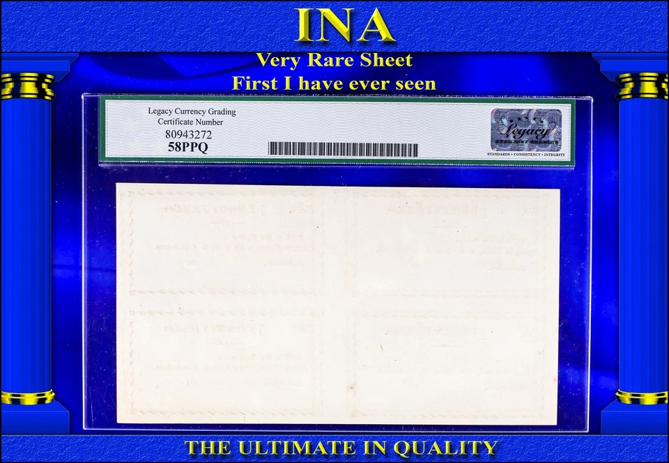 1820s MA Ashburnham Barrett's Facilities Uncut Sheet Legacy 58 PPQ Very Rare - Image 2 of 2