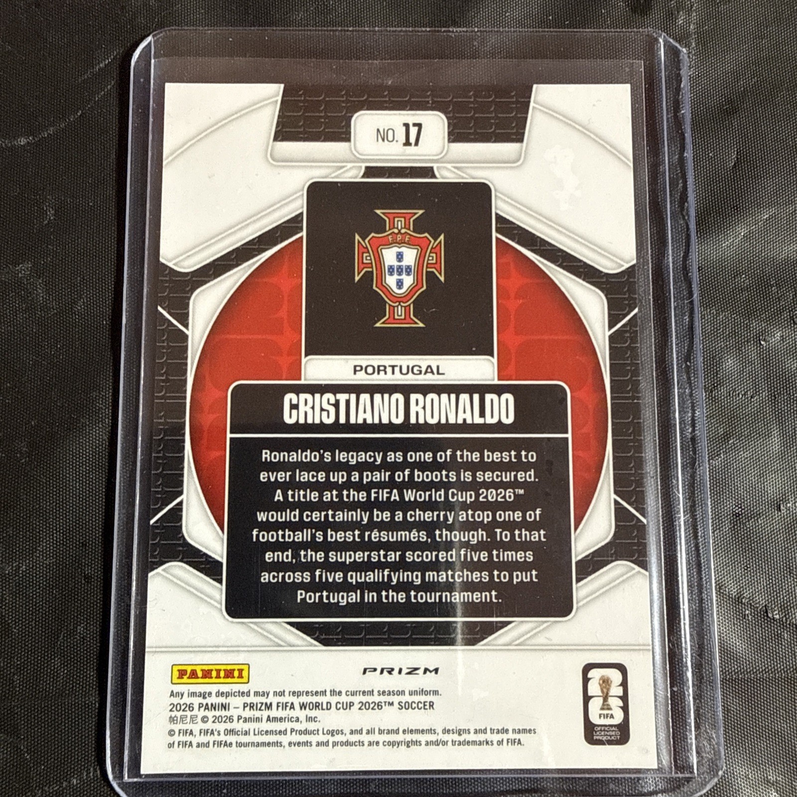 2026 Panini Prizm Fifa World Cup-Trophy Hunting Cristiano Ronaldo #17 Wave Prizm view 2