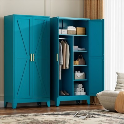 Cofar 71'' Metal Office Wardrobe Closet With Hanging Rod For Bedroom,Laundry room