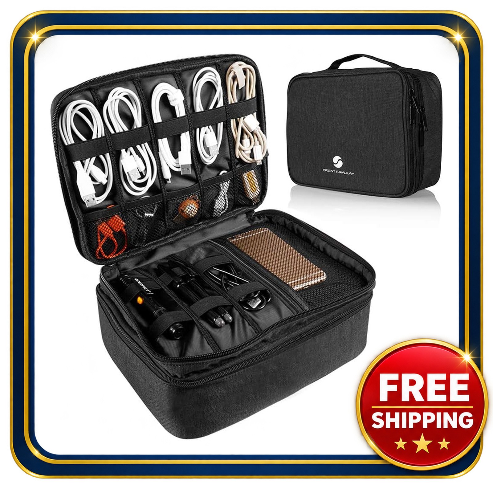 Travel Electronics Organizer Waterproof Cable Bag for Accessories